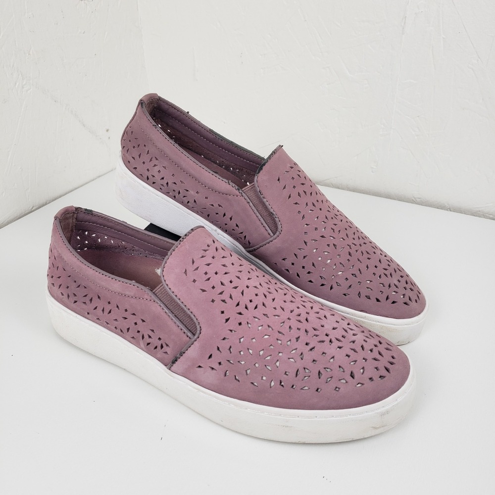 Vionic Midi Perf Purple Mauve Nubuck Leather Slip On Sneakers 8.5